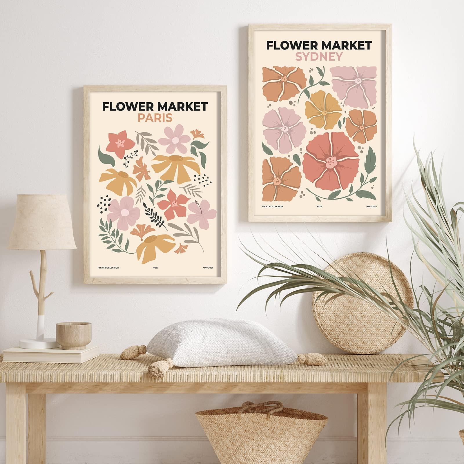 AnyDesign 6Pcs Flower Market Wall Art Prints Vintage Art Poster Decor Floral Drawing Posters Colorful Floral Room Decor for Gallery Room Aesthetic Living Room Bathroom Decor, (UNFRAMED 8x10 Inch) 4