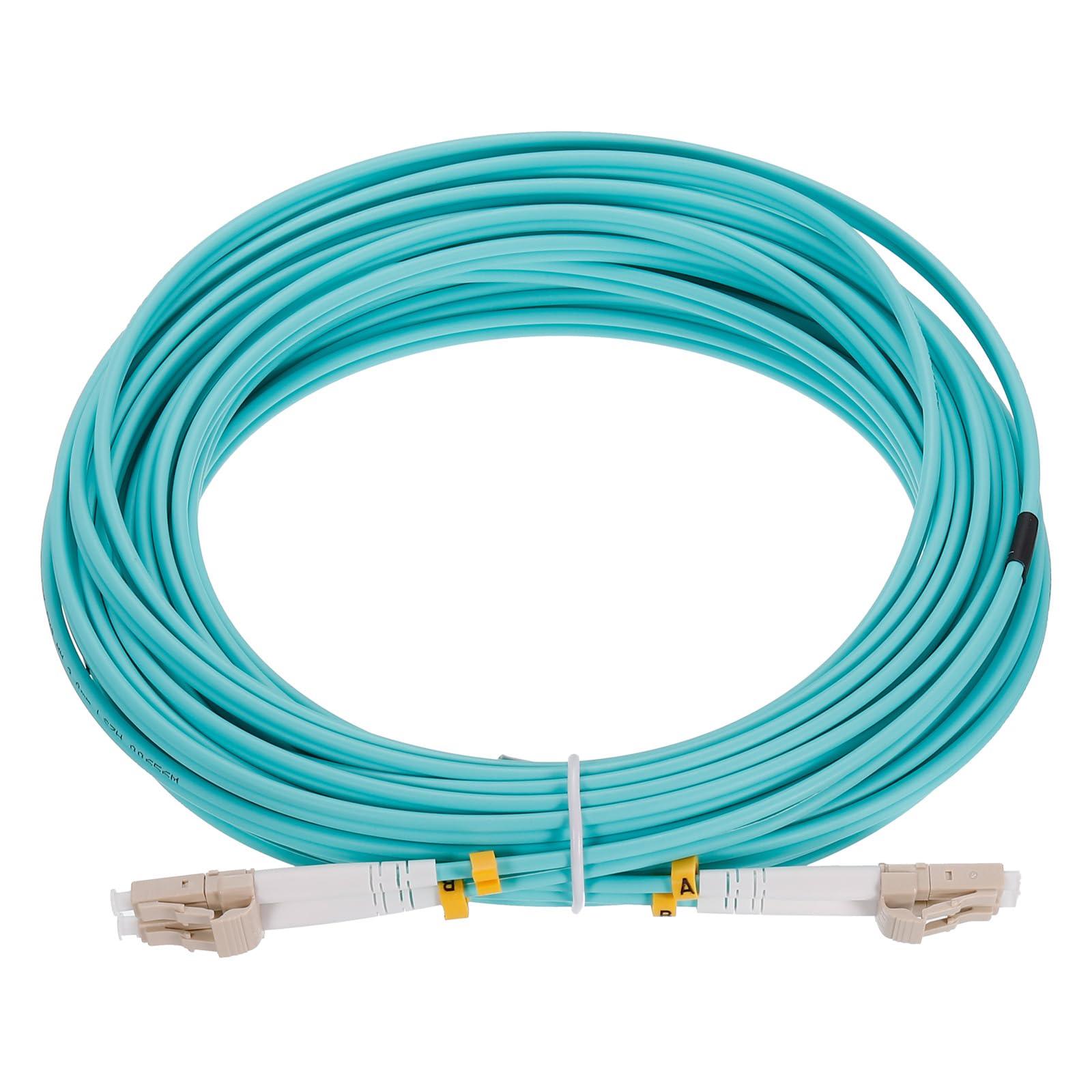 sourcing map 10 Meters 32.8Ft Fiber Patch Cable Multimode Duplex LC-LC OM3 LSZH Fiber Optic Jumper Green for Network Transceiver Instrumentation 1Pcs 0