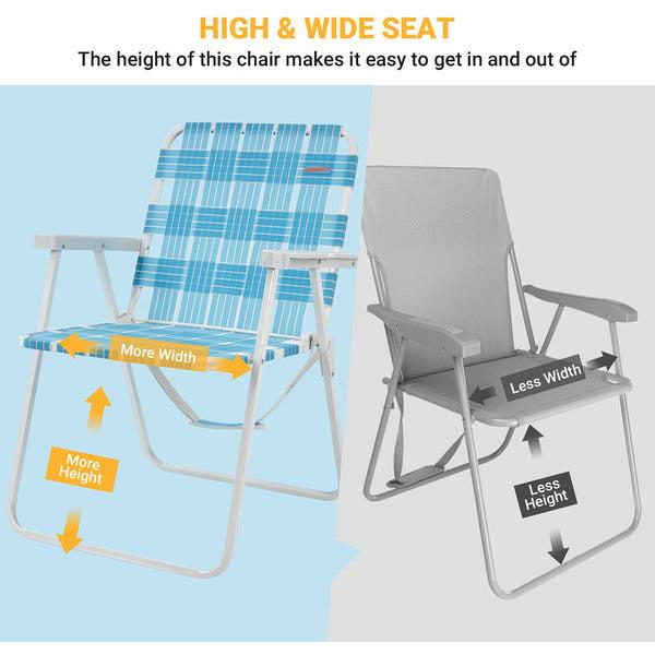 #WEJOY Beach Chair Folding Lightweight Portable Garden Chairs Strong Stabile High Back Beach/Camping Deck Chairâ¦ 3