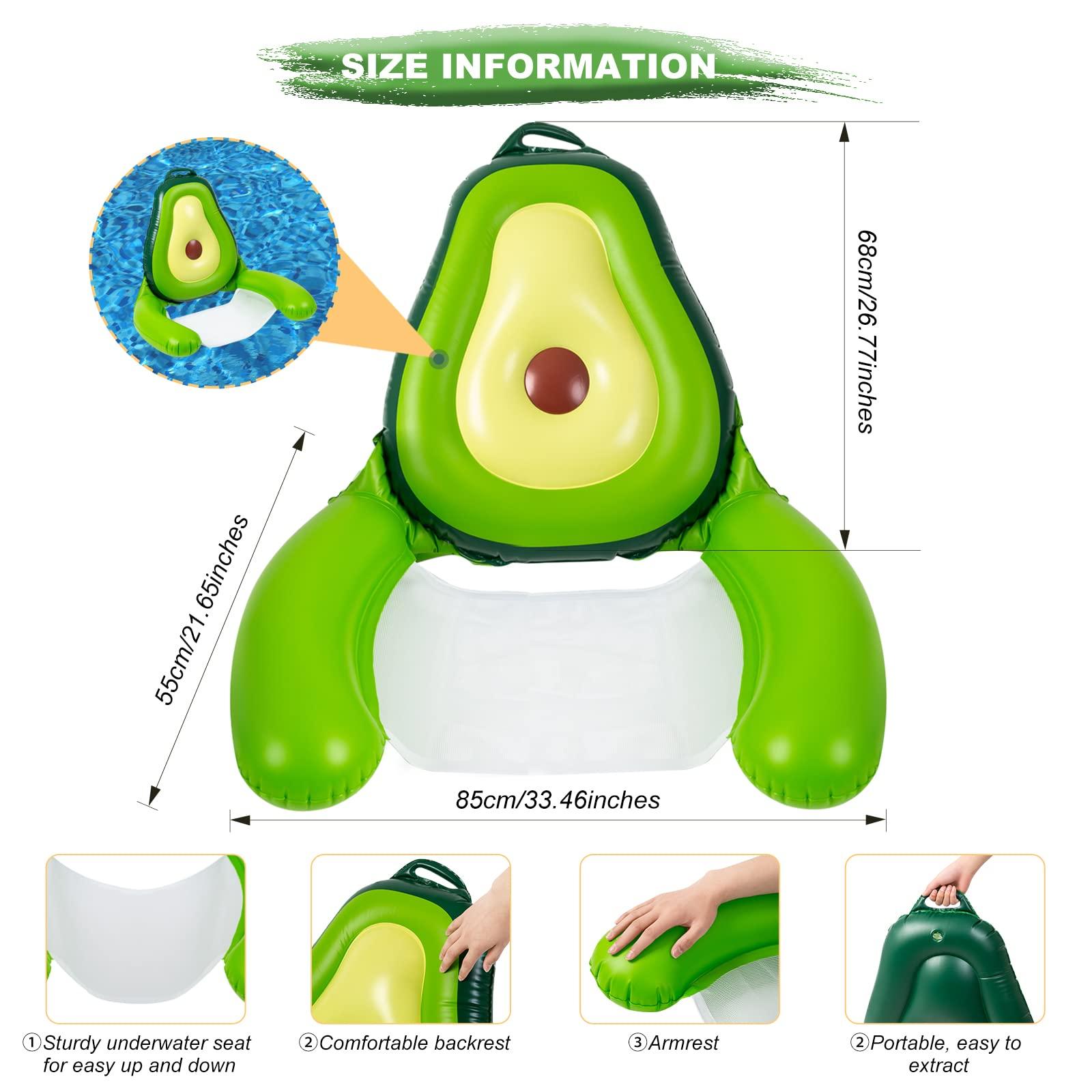 Lilo Pool Inflatables Avocado Float Adults,Inflatable Avocado Pool Floats,Giant Avocado Swimmin,Inflated Pool Float and Swim Aid,Beach Floatie Party Toys with Ball for Kids(Avocado with Backrest) 2