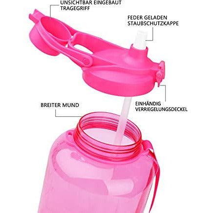 Azebo 3.8L Water Bottle with Straw and Motivational Time Markers, Tritan BPA Free Reusable Leak Proof Hydration Jug for Indoor Outdoor Sports Office, 3.8 Litre, Pink 2