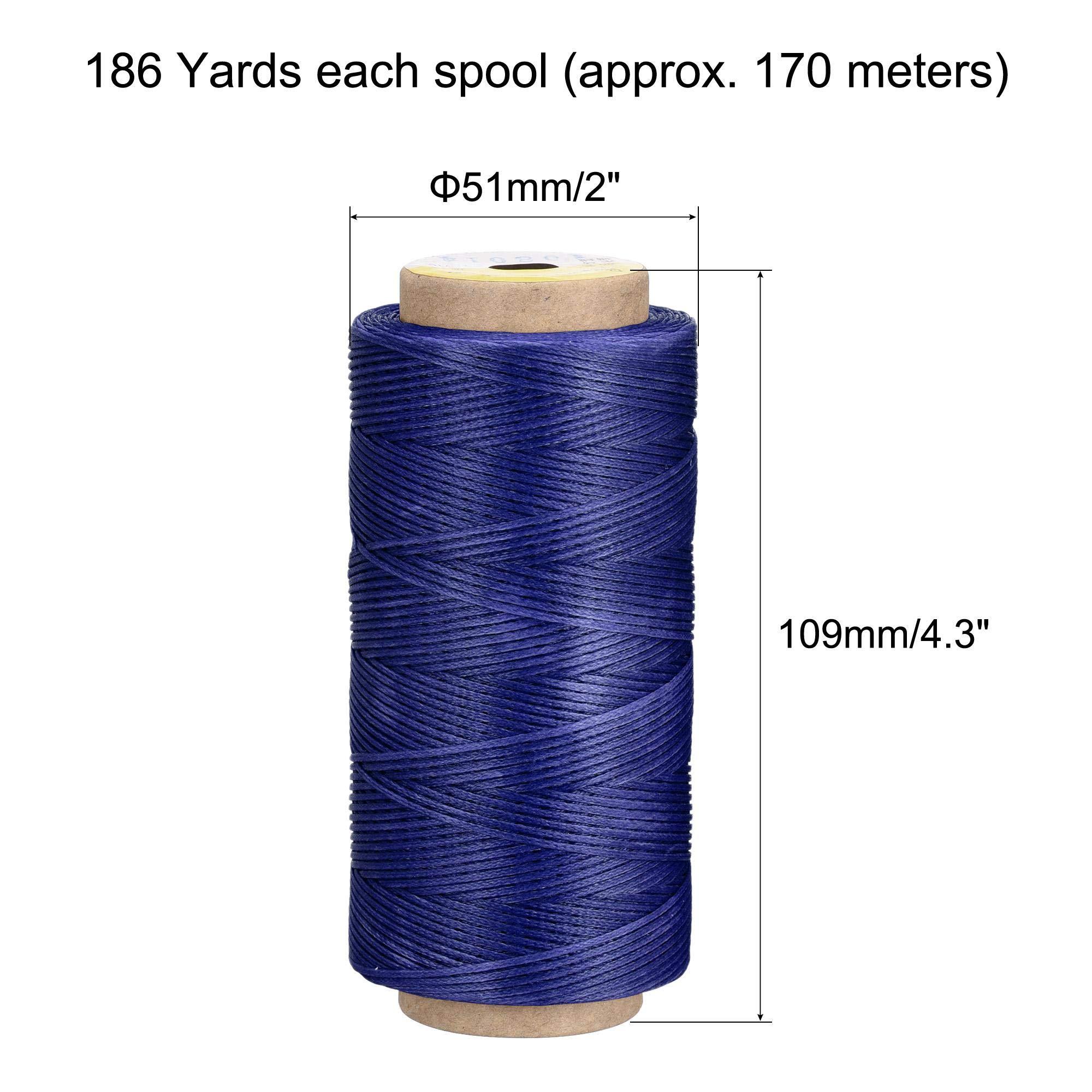 sourcing map Leather Sewing Thread 186 Yards 210D/1mm Polyester Waxed Cord for Manual Sewing, Dark Blue 1