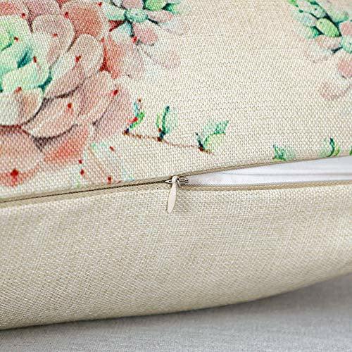 Artscope Set of 4 Decorative Cushion Covers 45x45cm, Succulents Pattern Waterproof Throw Pillow Covers, Perfect to Outdoor Patio Garden Bench Living Room Sofa Farmhouse Decor 4