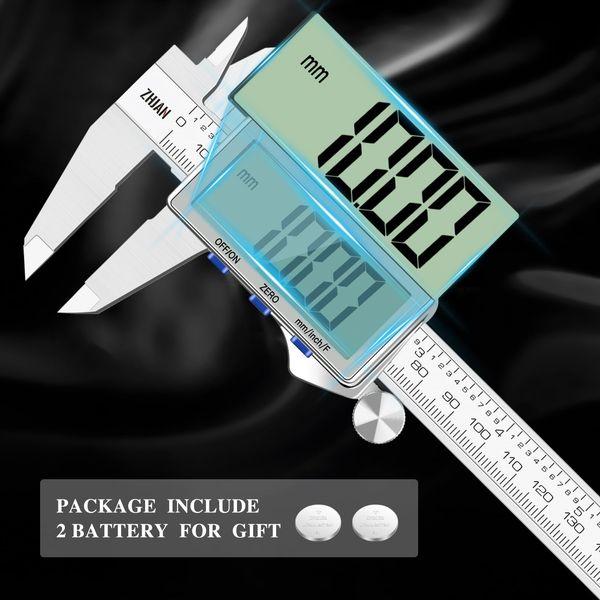 ZHJAN Digital Caliper, Professional Electronic Vernier Caliper,0-150mm/0-6 inch stainless steel micrometer with LCD screen,IP54 splash-proof protection, Digital Caliper with inch/fraction/mm switch. 2