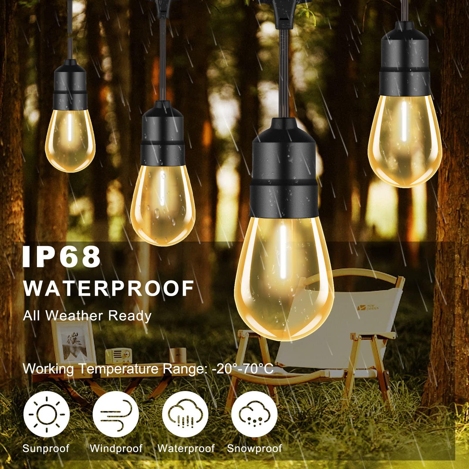 DHWDS Festoon Outdoor Garden String Lights - 18M/59FT S14 15+2 LED Outdoor Lights Mains Powered IP44 Waterproof Shatterproof Bulbs Garden Light for Outside Gazebo, Pergola, Patio, Camping 1