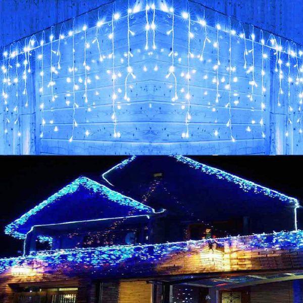 YASENN 300LED Icicle Lights Parts strobes String Lights Christmas Lights for Eave Roof Wall Decoration (Blue with Cool White strobes) 3
