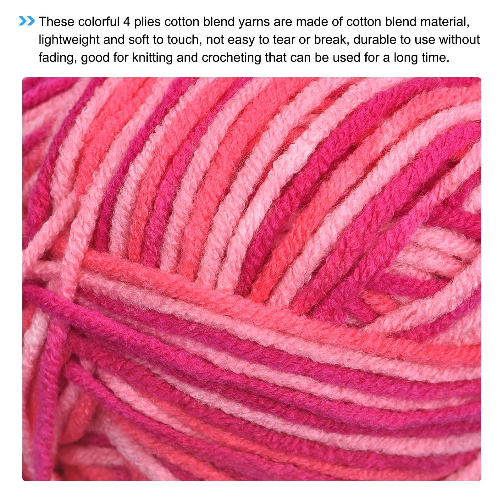 sourcing map Cotton Blend Yarn, 5 Pack of 50g/1.76oz Soft Crochet Craft Yarns for Knitting and Crocheting Craft Projects, Pink-Red 7