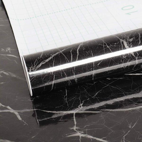 VEELIKE Sticky Back Plastic Roll Marble Wallpaper Kitchen Worktop Covering 40cm x 900cm Marble Effect Contact Paper Black Washable Wallpaper Self Adhesive Film for Kitchen Bedroom Living Room 0