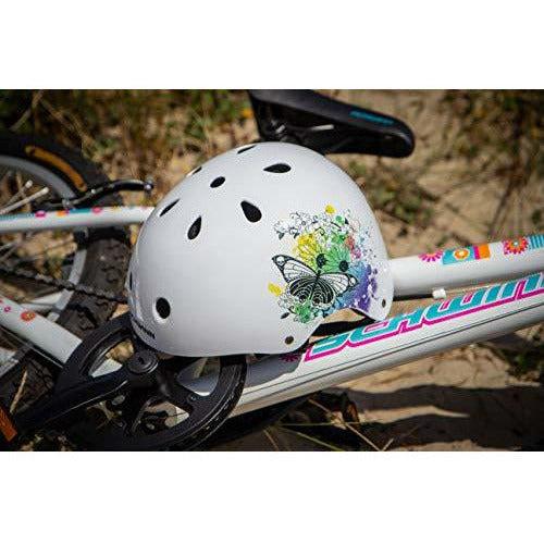 Schwinn Girls' Butterfly BMX Helmet, White, Medium (Age 8+) 2