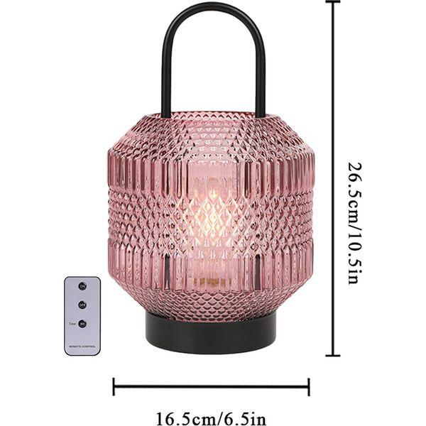 JHY DESIGN Hanging Lamp with Remote Control & 6 Hour Timer, 27cm High Cordless Lamp Glass-Shade Battery Operated Lamps, LED Lantern for Table Home Garden Party Indoor Outdoor Bedroom Stairs Bathroom 1