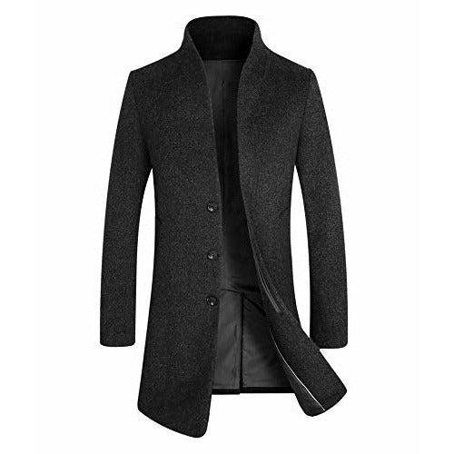 APTRO Mens Wool Coats Winter Jacket Warm Casual Overcoat Long Business Outwear Trench Coat 1681 Black S 0