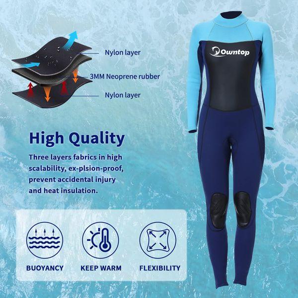 Wetsuit for Men,3mm Thermal Neoprene Wet Suits, Back Zip Long Sleeve One Piece Full Body Dive Suit for Water Sports 2