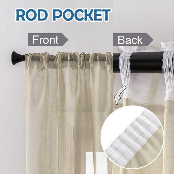 Net Curtains Tape Top Sheer Pearl White Slot Pencil Pleat 66"x90" Gathering Tab Woven Volie Curtains Multifunctional Rod Pocket Grommet Hooks Natty Curtains for Livingroom Bedroom Balcony 2 Panels 3