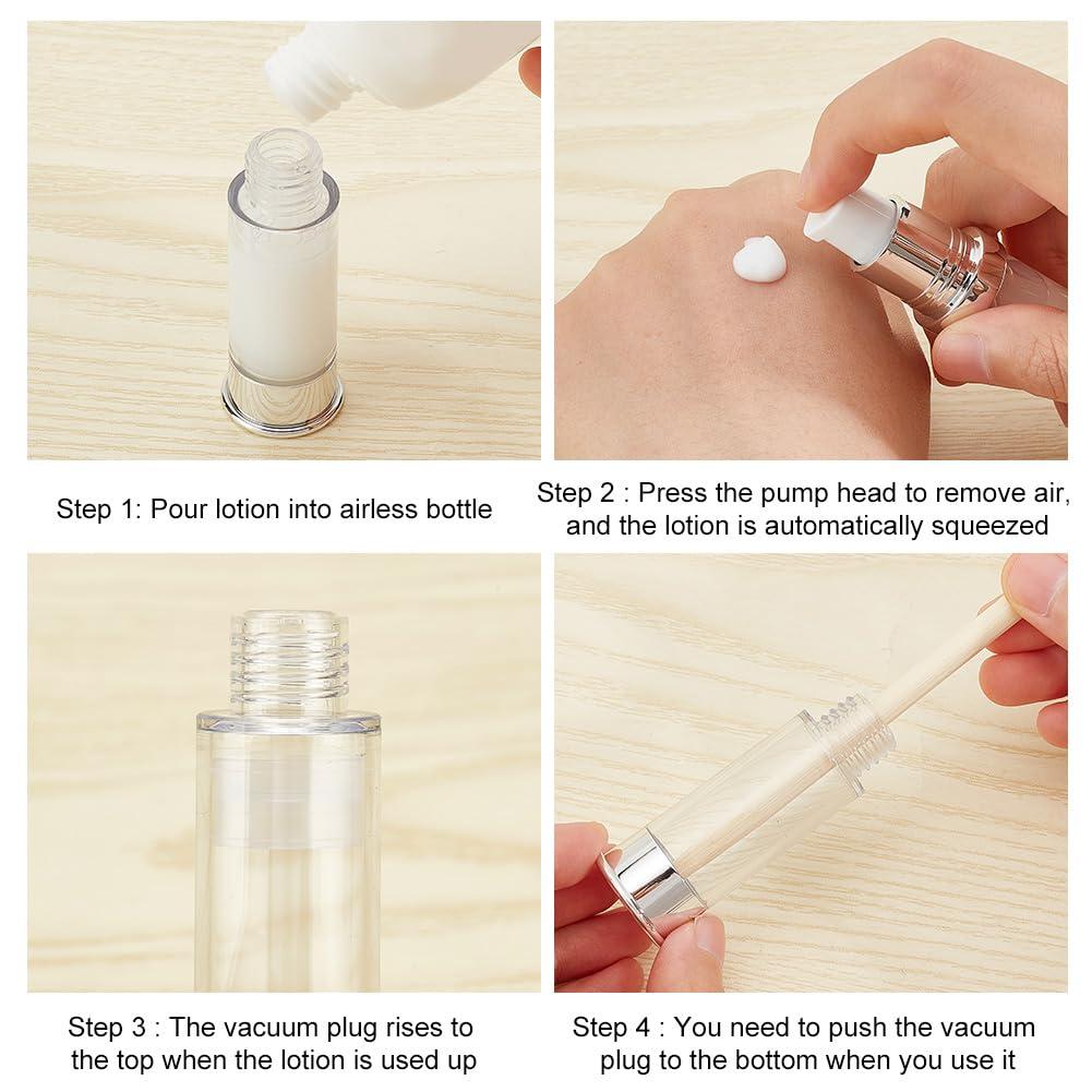 OLYCRAFT 10 Pcs Platinum Travel Bottles Pump Bottles Airless Cosmetic Cream Pump Bottle Airless Pump Jars Makeup Pump Dispenser Travel Size Bottle for Toiletries Moisturizer - 5ml 10ml 15ml 20ml 30ml 3