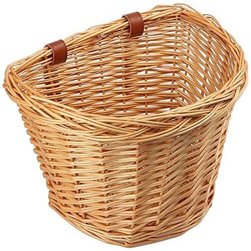 AVASTA Bike Wicker Basket,Front Handlebar Adult Storage Basket, Bicycle Accessories，Waterproof with Leather Straps，Honey Yellow,Size L 0