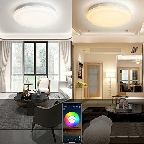 MAKELONG LED Smart Ceiling Light, 28cm 28W, Compatible with Alexa, Google Home, Remote Control Dimming and Color Adjust, RGB Color, Echo Voice Control, for Living Room, Bedroom 3