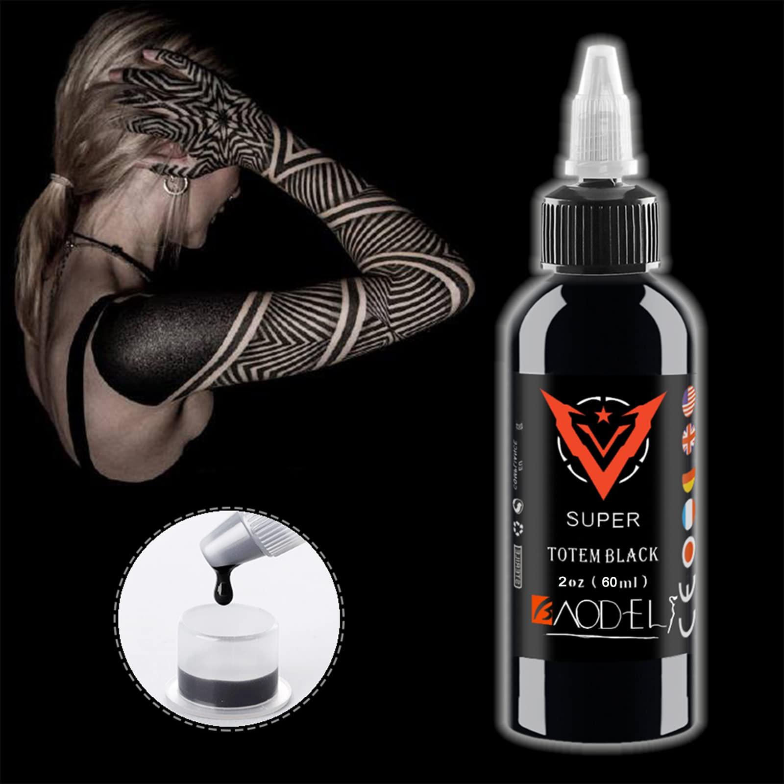 DLD All Purpose Tattoo Ink Pure Black Permanent Tribal Liner Outlining 60ml Stick and Poke Tattoos Microblading Pigment-Vegan (2 Ounce) 4