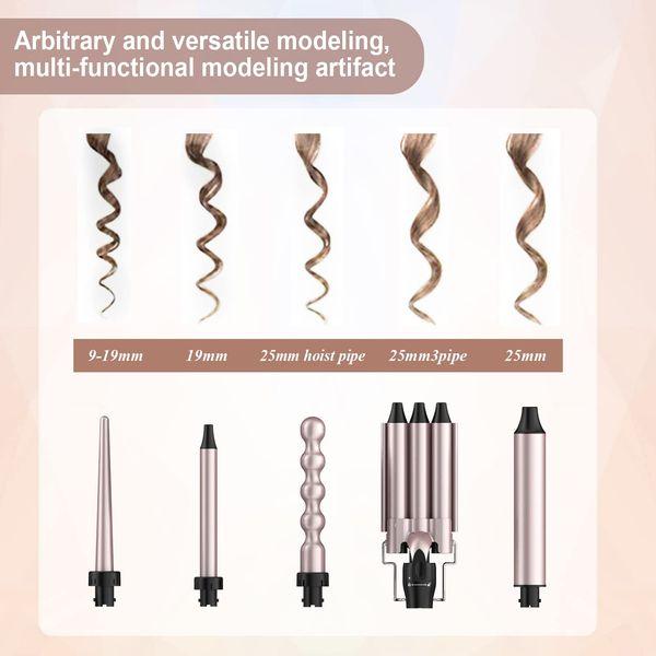 SevenPanda 5 in 1 Curling Iron Set with 3 Barrels Hair Wave Iron for Big/Medium or Small Curler,Waver Curling Wand for Long/Short Hair,Curling Wand Set 5 in 1 Curling Tongs 9-25mm with 3 Barrels 1