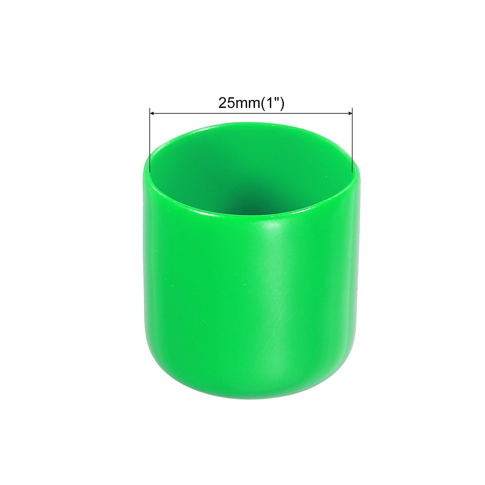 sourcing map 30pcs 25mm Rubber End Caps Cover PVC Vinyl Screw Thread Protector Round Wire Shelf Caps for Screw Bolt Pipe Fence Post, Green 1