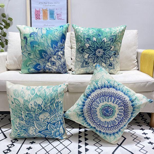 LAXEUYO Pack of 4 Cushion Covers, Retro Classic Love Flower Pattern Cotton Linen Decorative Throw Pillow Covers Pillow Cases for Sofa 18x18 inches 3