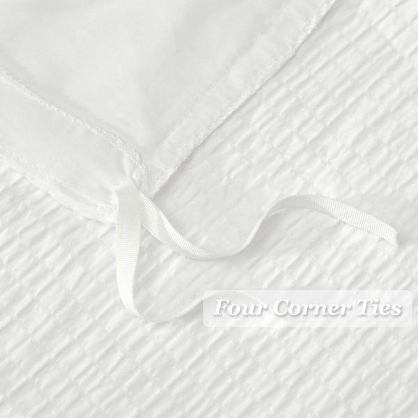 OSVINO White Seersucker Duvet Cover Set Double 3Pcs Ultra Soft Washed Microfiber Duvet Cover with 2 Pillowcases Textured Bedding Set with Zipper Closure Corner Ties 3