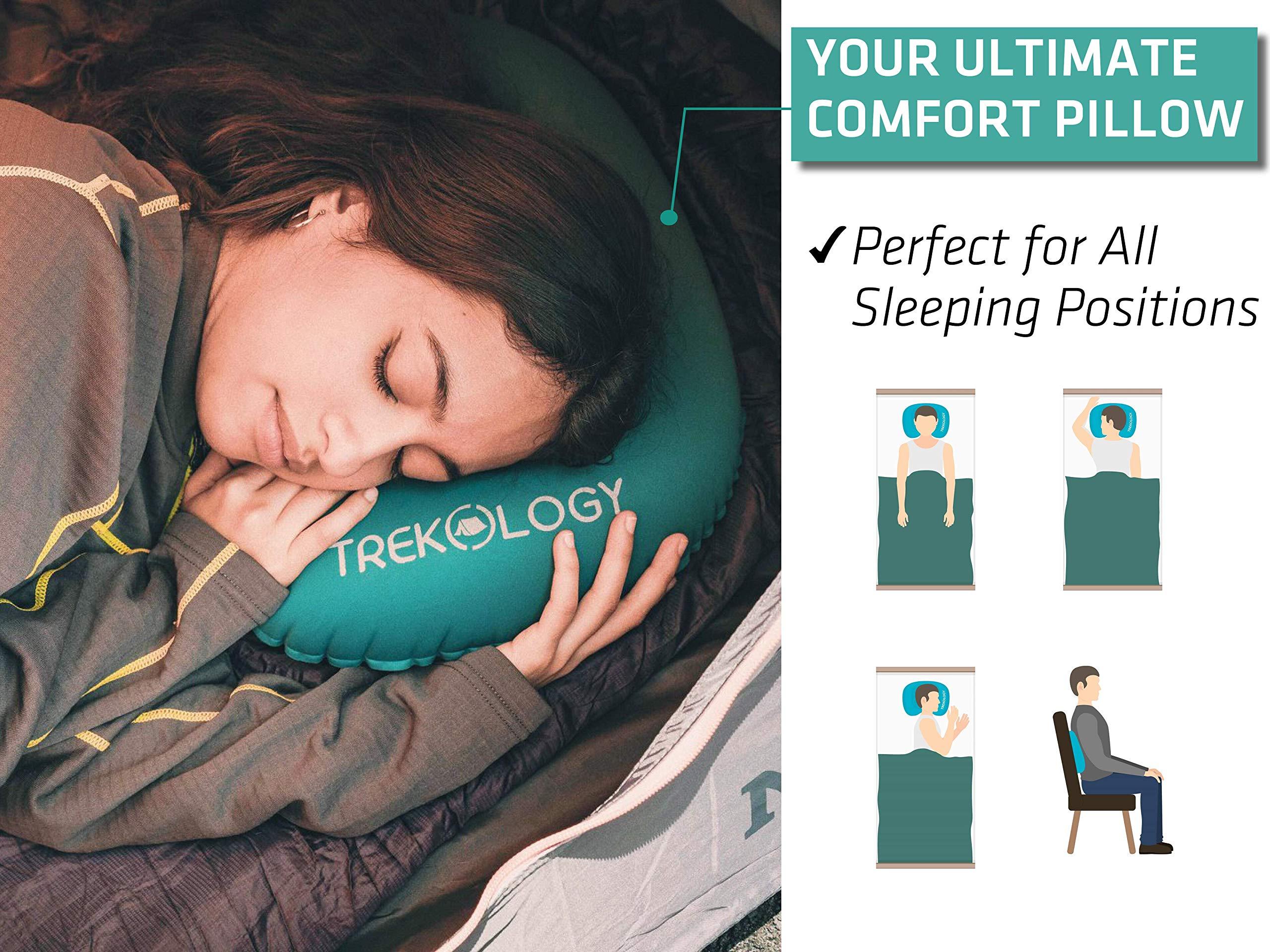 Trekology Camping Pillows for Adults Kids, Inflatable Pillow for Camping, Inflatable Travel Pillow, Blow Up Pillows for Camping, Small Pillow for Travel, Beach Pillow Inflatable Cushion Fishing Pillow 1