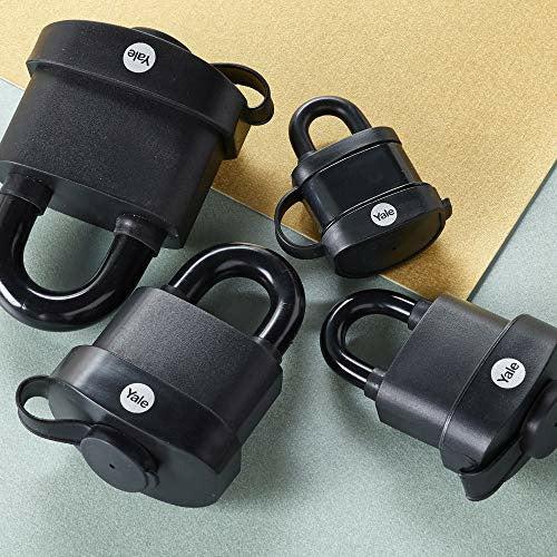 Yale Y220B/51/118/3 - 3 Pack of Black Weatherproof Padlocks with Protective Cover (51 mm) - Outdoor Hardened Steel Shackle Locks for Shed, Gate, Chain - Keyed Alike - High Security - Multipack 2