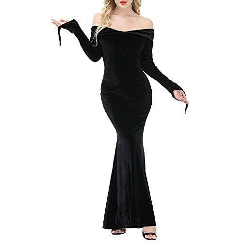 LVCBL Fashion Halloween Carnival Dress Stretchy Long Cocktail Mermaid Prom L Black 2