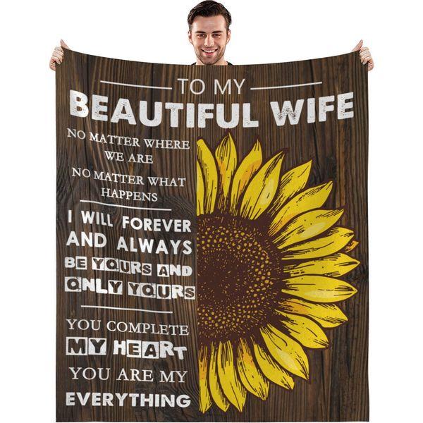 MAST DOO Gifts for Wife, To My Wife Blanket from Husband, Birthday Anniversary Christmas Valentine's Day Romantic Gifts Presents for Her, Super Soft Fleece Throw Blanket, 50x60 Inch 0