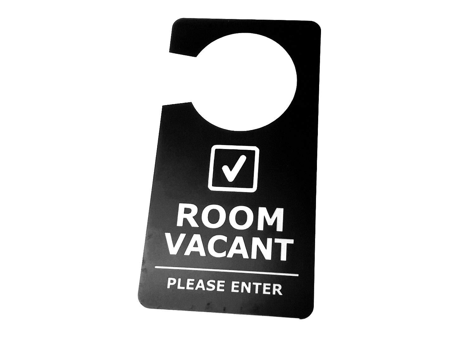 OriginDesigned Stunning Contemporary Bold Black and White Room In Use Room Vacant Door Hanger Sign for Hotels, B&Bs and Lodges Double Sided 3mm Black and White Acrylic 4