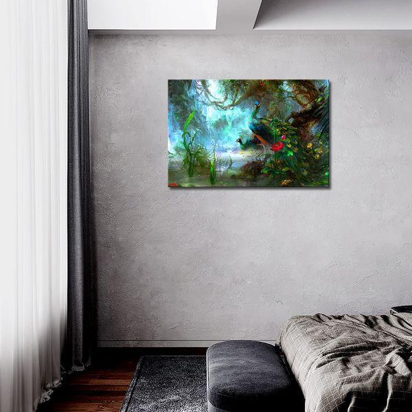Two Peacocks Walk In Forest Beautiful Wall Art Painting The Picture Print On Canvas Animal Pictures For Home Decor Decoration Gift 1