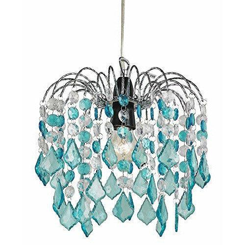 Teal Acrylic Easy Fit Pendant Light Shade with Chrome Metal Frame by Happy Homewares 0