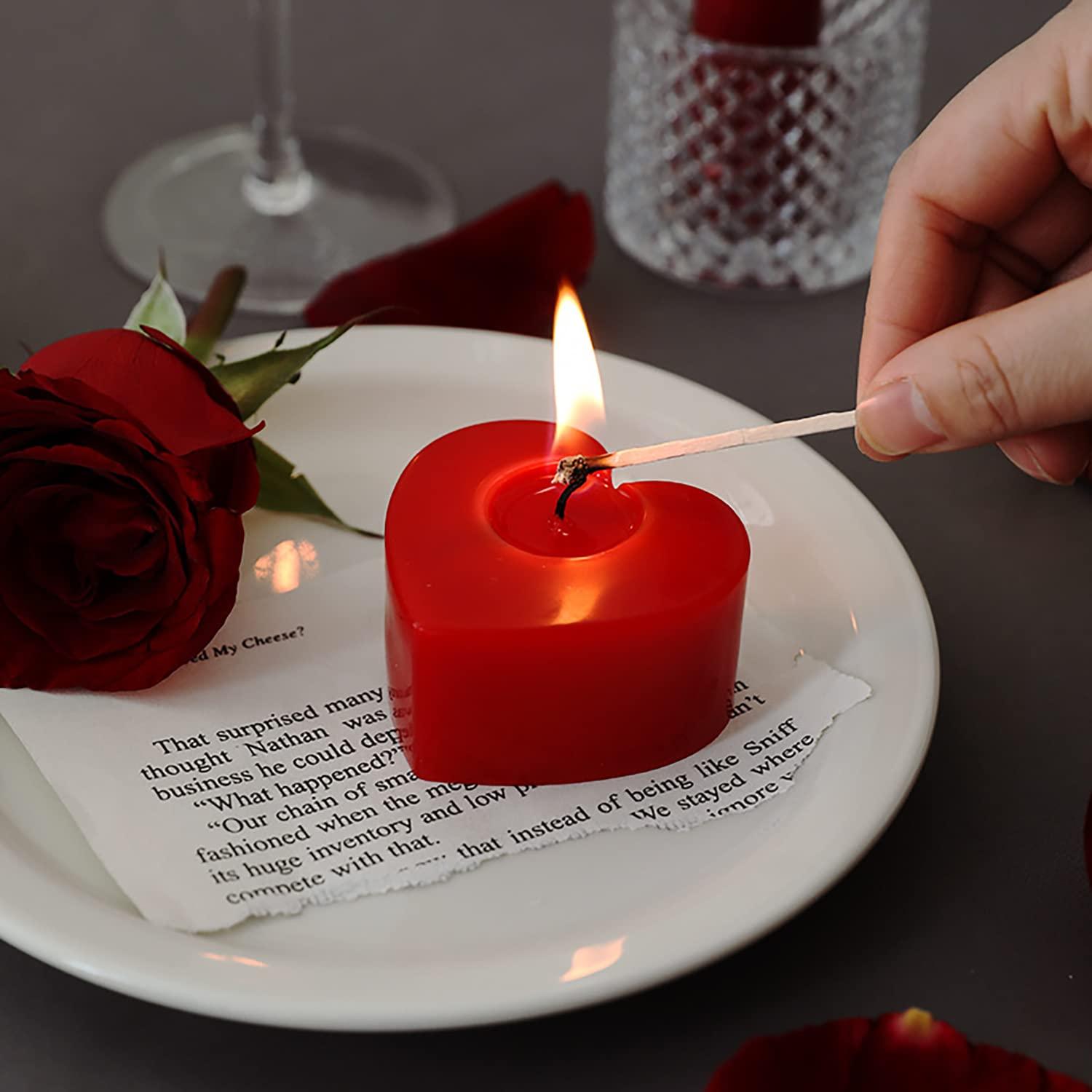 Soulnioi Scented Candle Set 1Pcs Red Heart Shape Candle and 1Pcs Red Agate Crystal Beads Bracelet for Relaxation Birthday Wedding Home Decoration Gifts 4