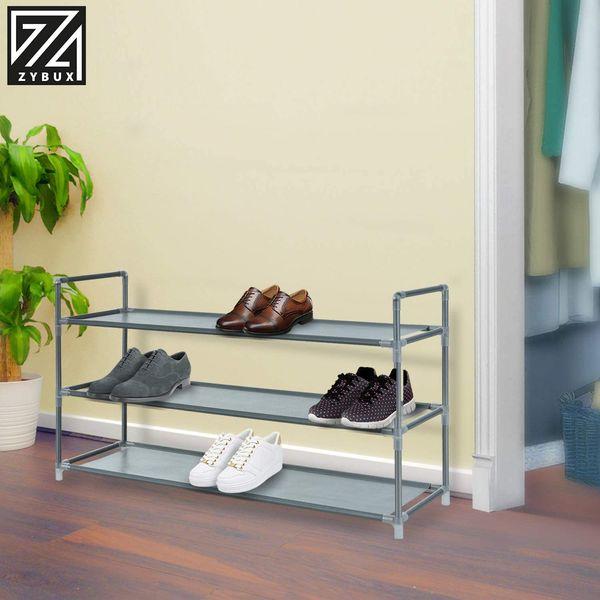 ZYBUX - Shoe Rack Multipurpose Heavy Duty Shoe Racks Storage Shoe Shelf Stores Up to 12 or 15 pairs Quick to Assemble Shoe Rack 89cmx28cmx48cm (Grey, 3 Tier) 2