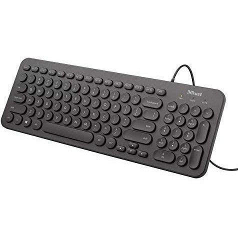 Trust Muto Wired Full Size Multimedia Keyboard for PC and Laptop, Low profile compact keyboard with Quiet Keys, UK Layout, Black 4