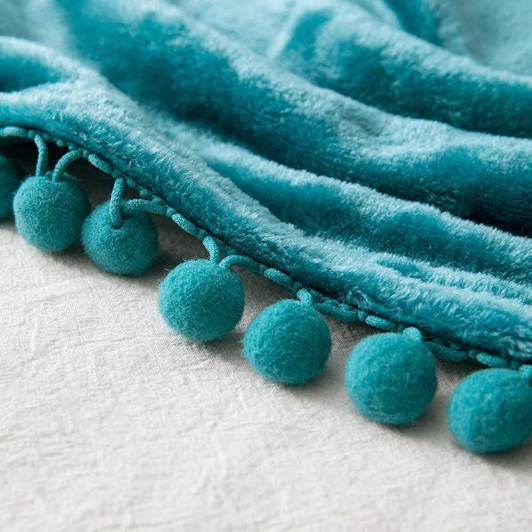 MIULEE Flannel Blanket Super Soft Cozy Warm Microfiber Luxury Fluffy Throw with Cute Pompoms Comfy Large Nursery Children Decorative Room for Sofa Bed Couch Twin/Double 170 * 210 cm Green 2