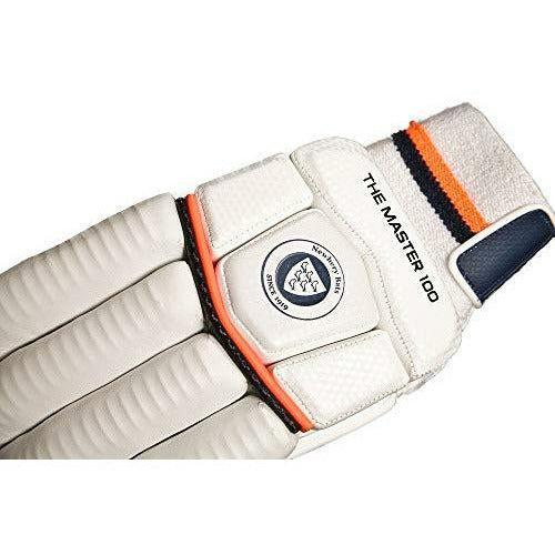 Newbery Cricket Unisex-Youth Master 100 Batting Gloves, White/Orange, Small Senior 2