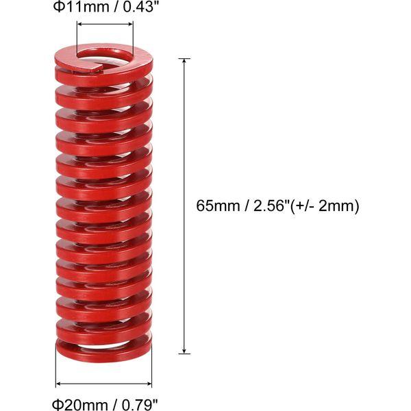 sourcing map 3D Printer Die Spring, 10pcs TM 20mm OD 65mm Long Spiral Stamping Medium Load Compression Mould Die Springs for 3D Printer Electric Part, Red 1