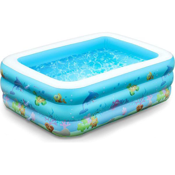 Ucradle Paddling Pool for Toddlers Kids,Rectangle Inflatable Swimming Pool for Kids,Baby Paddling Pool for Garden Backyard Outdoor,Easy to Inflate,150 cm x 106 cm x 48 cm