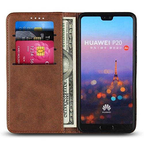 SailorTech Huawei P30 Wallet Case, Premium PU Leather Case Flip Cases Folio Cover with Kickstand Card Slots Holder Strong Magnetic Closure Phone Case - Dark Brown 1