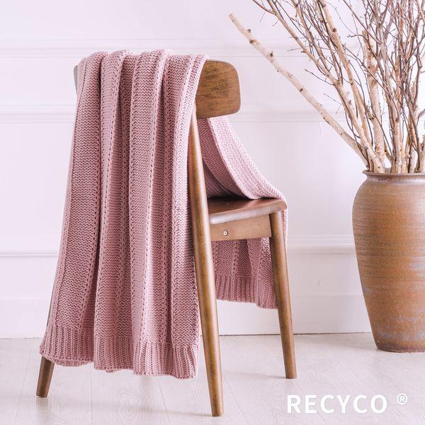 RECYCO Cable Knit Throw Blanket for Sofa Chair Couch Bed, sofa throw, bed throw, Brown, 203x152cm 1