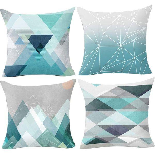 Hangood Geometric Cushion Covers 20x20 Soft Plush Throw Pillow Covers 50cm x 50cm Set of 4pcs Teal 0