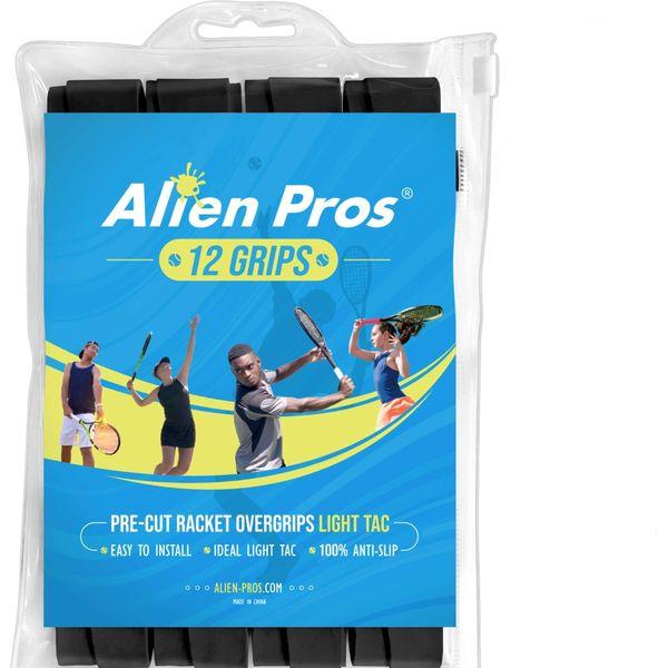 Alien Pros Tennis Racket Grip Tape (12 Grips) - Precut and Light Tac Feel Tennis Grip - Tennis Overgrip Grip Tape Tennis Racket - Wrap Your Racquet for High Performance (12 Grips, Blue) 0