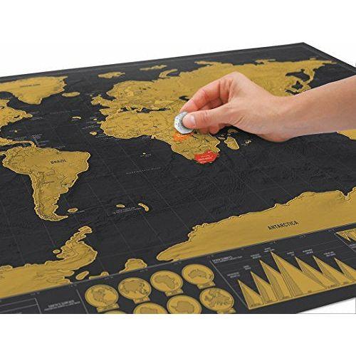 Luckies of London Scratch off Map World Poster, Detailed Map of the World with capitals, states, cities, Scratch Map Deluxe Edition 2