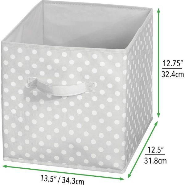 mDesign Set of 8 Storage Box Made of Fabric - Nursery Cupboard Organiser for Clothes and Accessories - Compact Fabric Box for the Children's Room with Polka-Dot Pattern - Grey/White 4