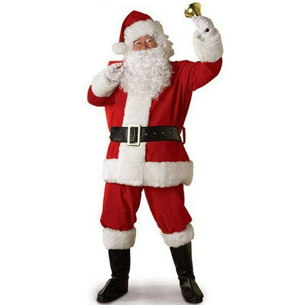 Yoisdtxc 6 Piece Santa Costume Cosplay Props Fancy Adult Men's Christmas Masquerade Party Costumes (A-White, M) 0