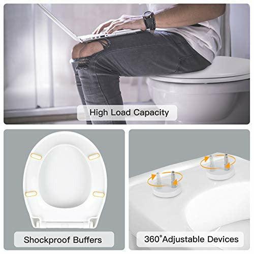 Pipishell Soft Close Toilet Seat, Toilet Seat with Quick Release for Easy Clean, Simple Top Fixing, Standard Toilet Seats White with Adjustable Hinges, O Shape 2