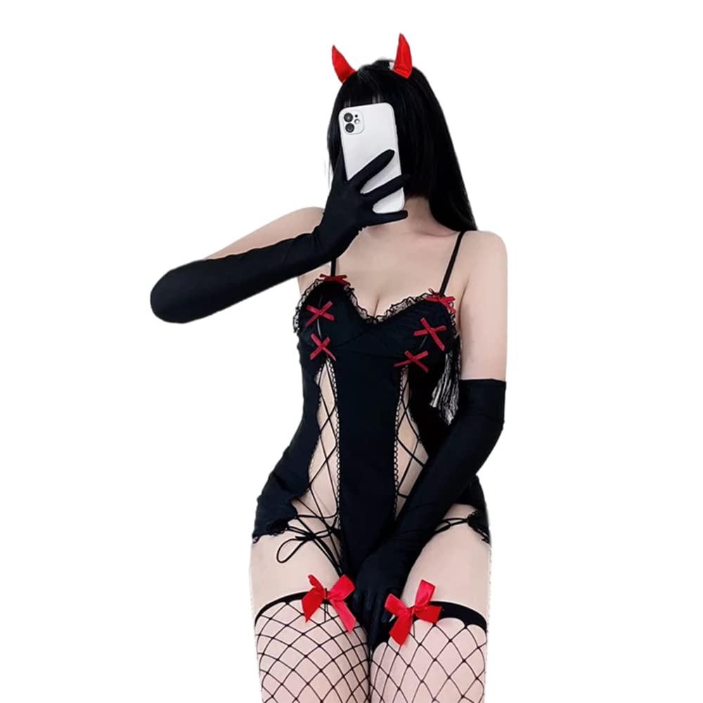 SINROYEE Sexy Devil Costumes For Women Cosplay Japanese Lingerie Kawaii Anime Bikini Cute Roleplay Lolita Outfit Naughty (black #6) 0