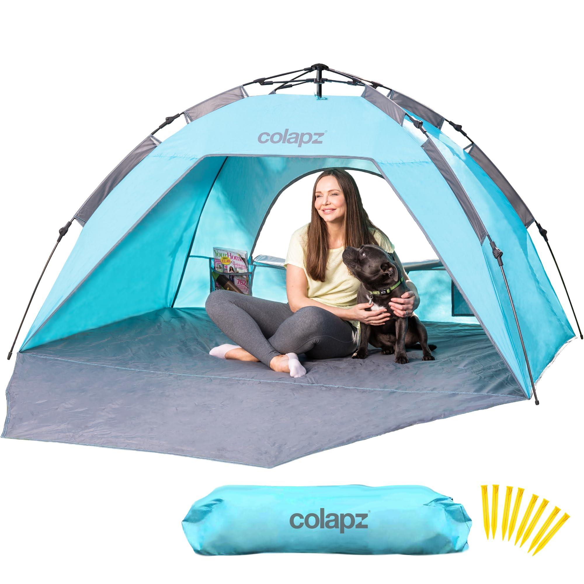 Colapz Pop Up Tent. Luxury Beach Tent. SPF50+ Beach Tents Shelters for Adults. Protective Baby Beach Tent. Easy To Use Pop Up Tents. Portable Wind Breaker, Beach & Sun Shelters. Baby Sun Shade Tent