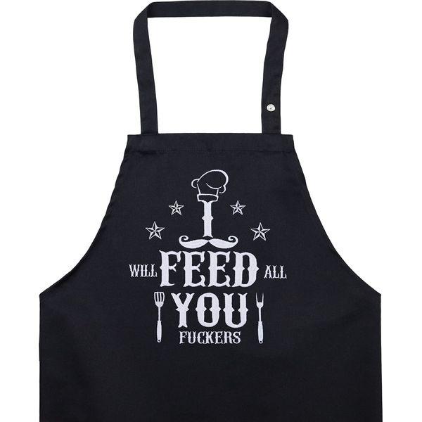 EXPRESS-STICKEREI Cooking apron unisex Adjustable Kitchen Aprons with Pocket | adjustable neck strap (I will feed all you fuckers - Grillschürze)